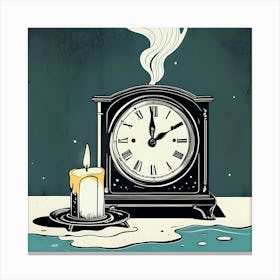 Clock And Candle Canvas Print