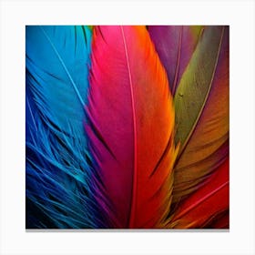 Firefly Multicolored, Feather, Bird, Blue, Yellow, Red, Purple, Pink, Green, Vibrant, Colorful, Intr (3) Canvas Print