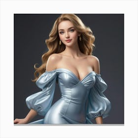 Sexy Woman In Blue Dress Canvas Print