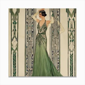 Woman In A Green Dress Canvas Print