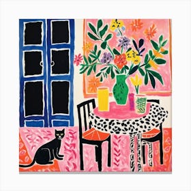 Cat In The Dining Room 1 Canvas Print
