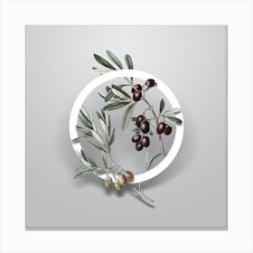 Vintage Olive Minimalist Flower Geometric Circle on Soft Gray n.0535 Canvas Print