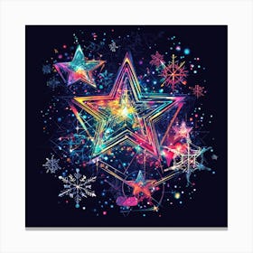 Vector Illustration Glowing Holiday Stars With I Canvas Print