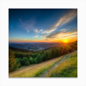 Sunset In The Mountains Print Canvas Print