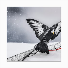 Bird In The Snow abstract Canvas Print