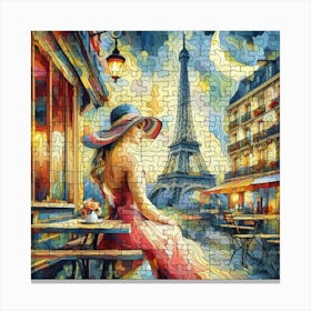 Abstract Puzzle Art French woman in Paris Canvas Print