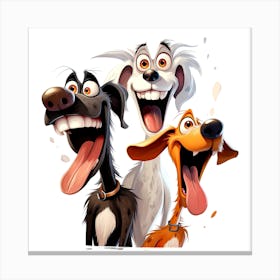 Happy three dogs Canvas Print