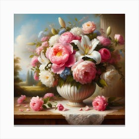 Peonies In A Vase 2 Canvas Print