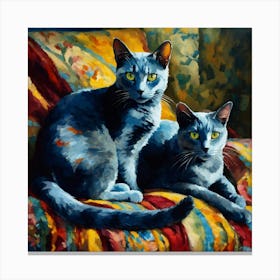 Pair of Blue cats 2 Canvas Print