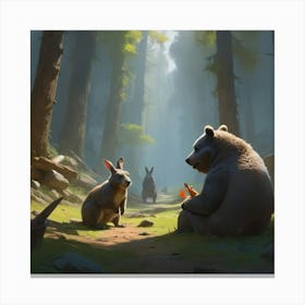 Bears In The Woods 4 Canvas Print