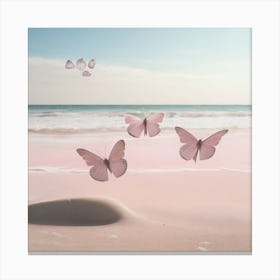 Pink Butterflies On The Beach Canvas Print