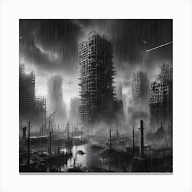 City In The Rain Canvas Print