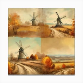 Vintage Oil Painting, Farmhouse Wall Decorations, Vintage Landscape, Printable Wall Art, Vintage Landscape Oil Painting.
3.Windmills. Canvas Print