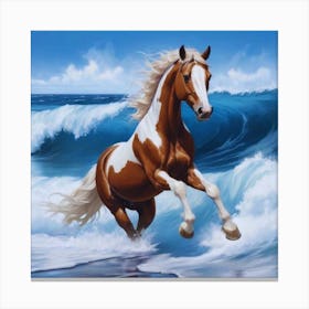 White Brown Horse On The Beach Canvas Print