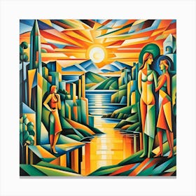 The Southern Lights Australia Cubism Art Canvas Print