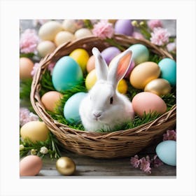 Easter Bunny In Basket 13 Canvas Print