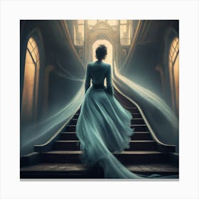 Fairytale Girl On Stairs Canvas Print