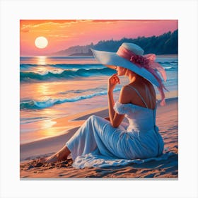 Sunset Reverie A Captivating Portrait Of Tranquility And Contemplation (2) Canvas Print