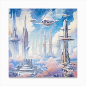 AI Aqua Lumina: Futuristic Utopia Canvas Print