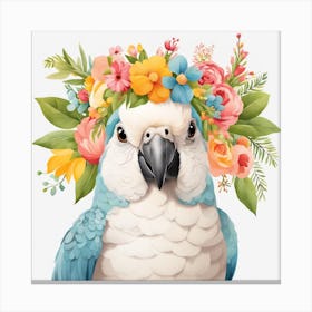 Floral Baby Parrot Nursery Illustration (52) Canvas Print