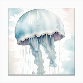 Jellyfish Watercolor Dripping Canvas Print