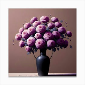 Purple Roses In A Vase 15 Canvas Print