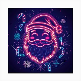 Neon Santa Claus.Generated AI. Wall Art Print 1 Canvas Print