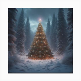 Christmas Tree In The Forest 73 Canvas Print