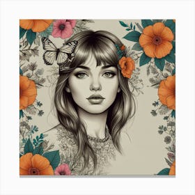 Girl With Flowers Canvas Print