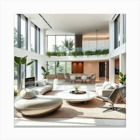 Futuristic Home Interior With Furniture Canvas Print