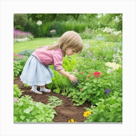 A Child Is Playing In The Garden Canvas Print