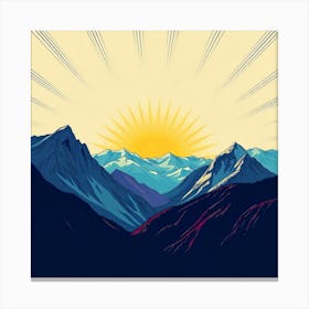 Mountains And Sun Illustration Toile