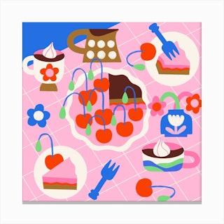 Cherry Pie Square Canvas Print