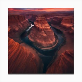 A Breathtaking View Of A Vast Canyon At Sunset, With Vibrant Colors Painting The Sky 3 Canvas Print