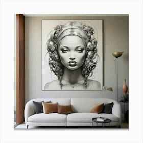 Black And White Portrait Of A Woman Canvas Print