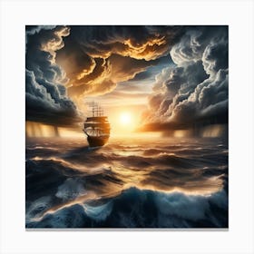 Ship in Stormy Sea Canvas Print