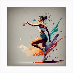 Dancer With Colorful Splashes 7 Canvas Print