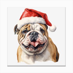 Bulldog Santa Hat 3 Canvas Print