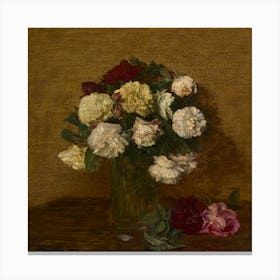 Henri Fantin-Latour - Roses In A Vase 1979. French Painter, Famous Painter, Flower Paintings, Still Life, Flowers And Fruits Canvas Print