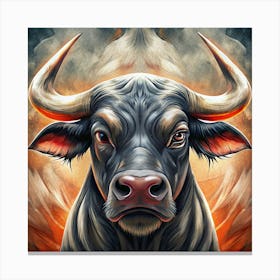 Black Bull With Red Horns Canvas Print