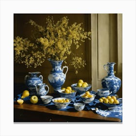 Blue And White Table Setting 3 Canvas Print