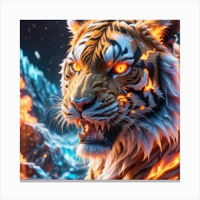 Roaring tiger engulfed in flames  Canvas Print