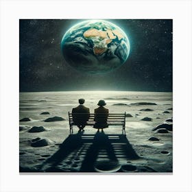 Earth And The Moon Canvas Print