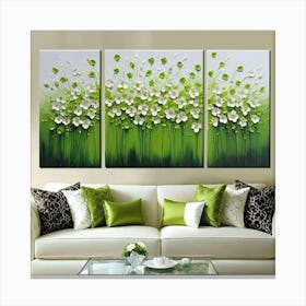 Green Flowers painting Canvas Print