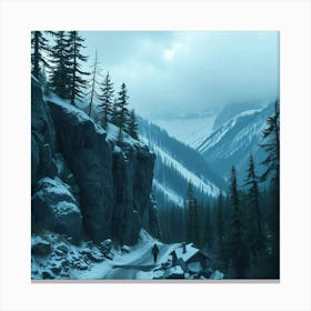 Snowy Mountain Road Canvas Print