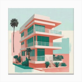 A House In Cape Town Abstract Risograph Style Art Print 5 Canvas Print