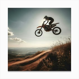 Dirt Bike Rider In The Air Canvas Print
