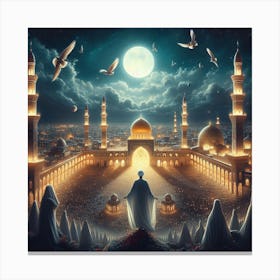 Muslim City At Night Canvas Print