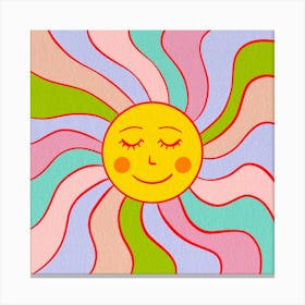 Retro Happy Sun Canvas Print