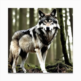 Wolf In The Woods 4 Canvas Print